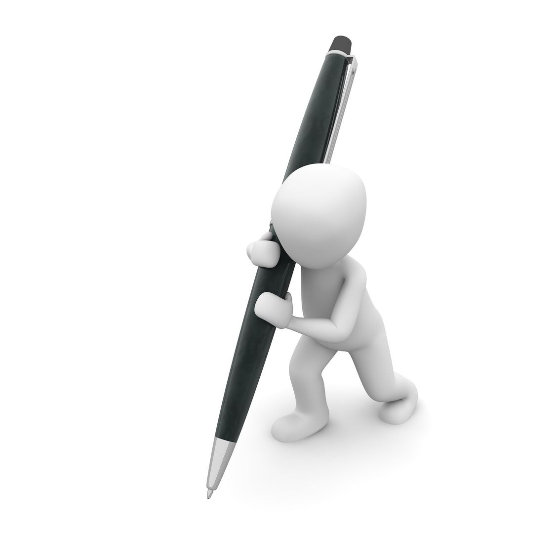 Animierte Figur hält einen Stift