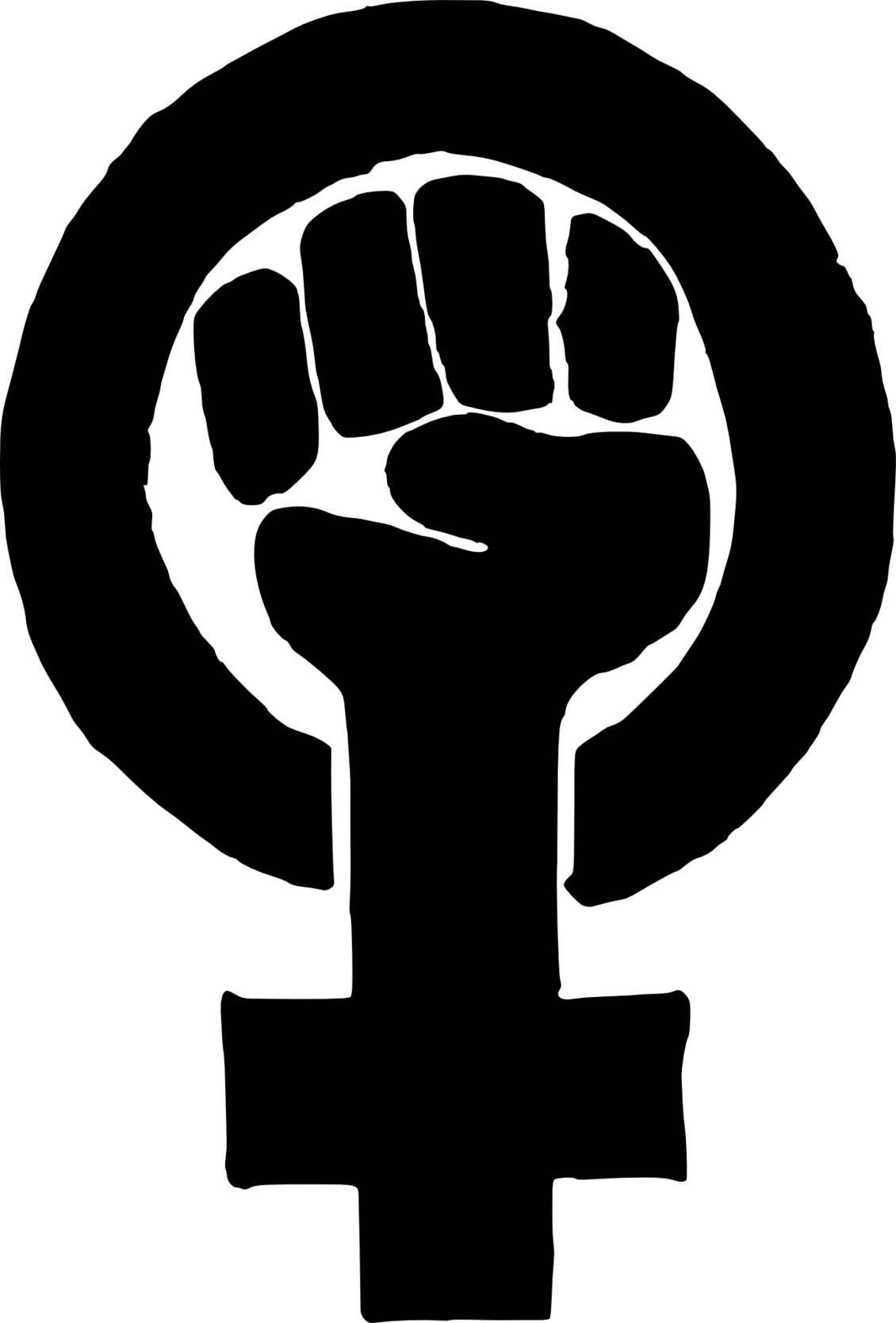 Frauensymbol mit Faust in der Mitte des Kreises