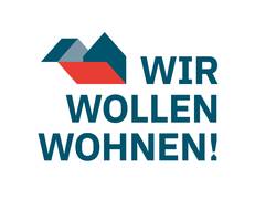 Logo mit Aufschrift "Wir wollen wohnen!"